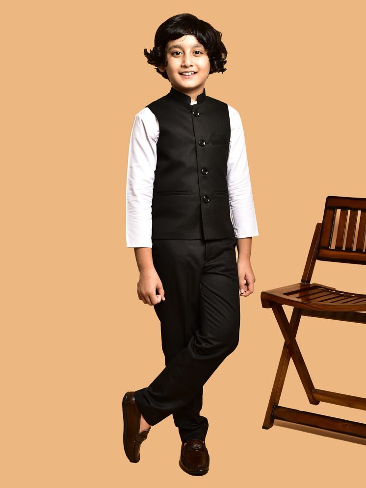     			PRINTCULTR Black Cotton Blend Boys Nehru Jacket ( Pack of 1 )