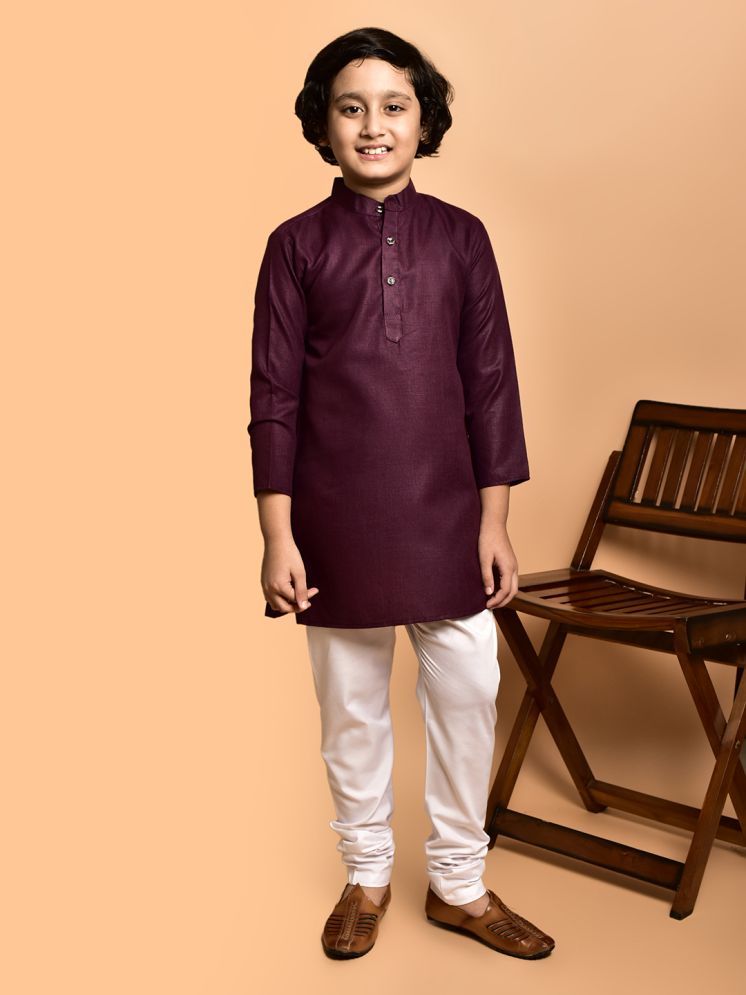     			PRINTCULTR Purple Cotton Blend Boys Kurta ( Pack of 1 )