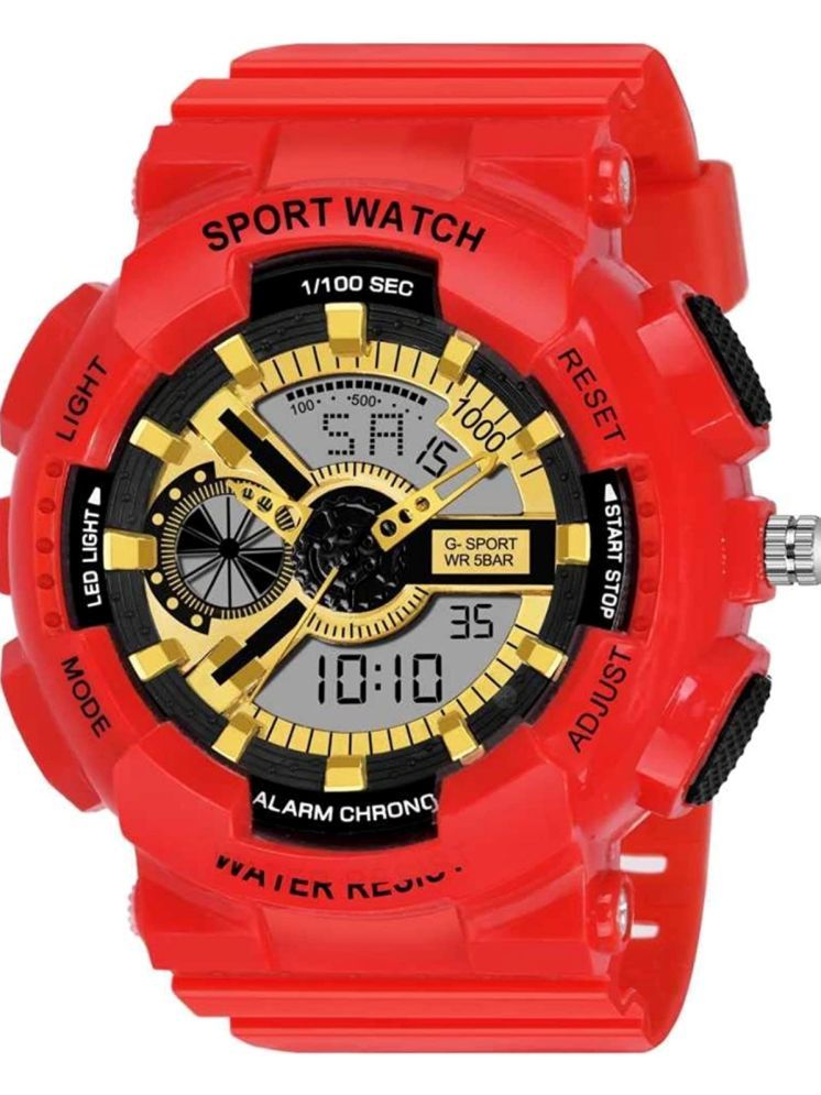     			SHMOFY LUXRY Red Silicon Analog-Digital Men's Watch