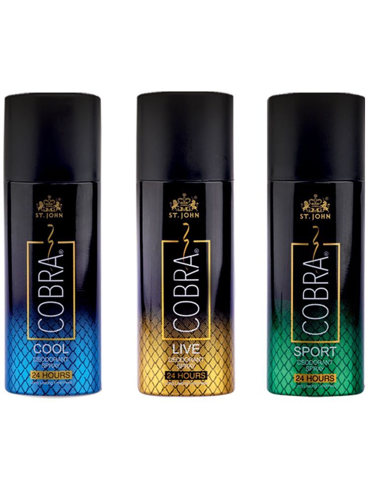     			St. John Cobra Live,Cool & Sport 50ml Each, Cobra Deodorant Spray for Men 50 ml ( Pack of 3 )