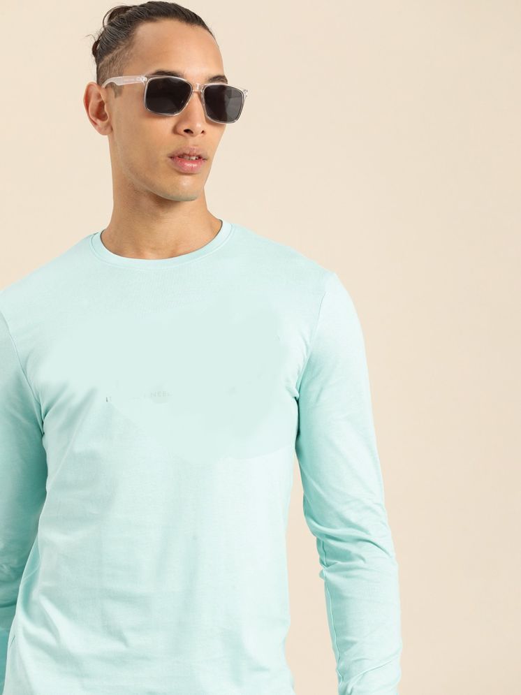     			plusperfaction Cotton Blend Regular Fit Solid Full Sleeves Men's Round T-Shirt - Sea Green ( Pack of 1 )