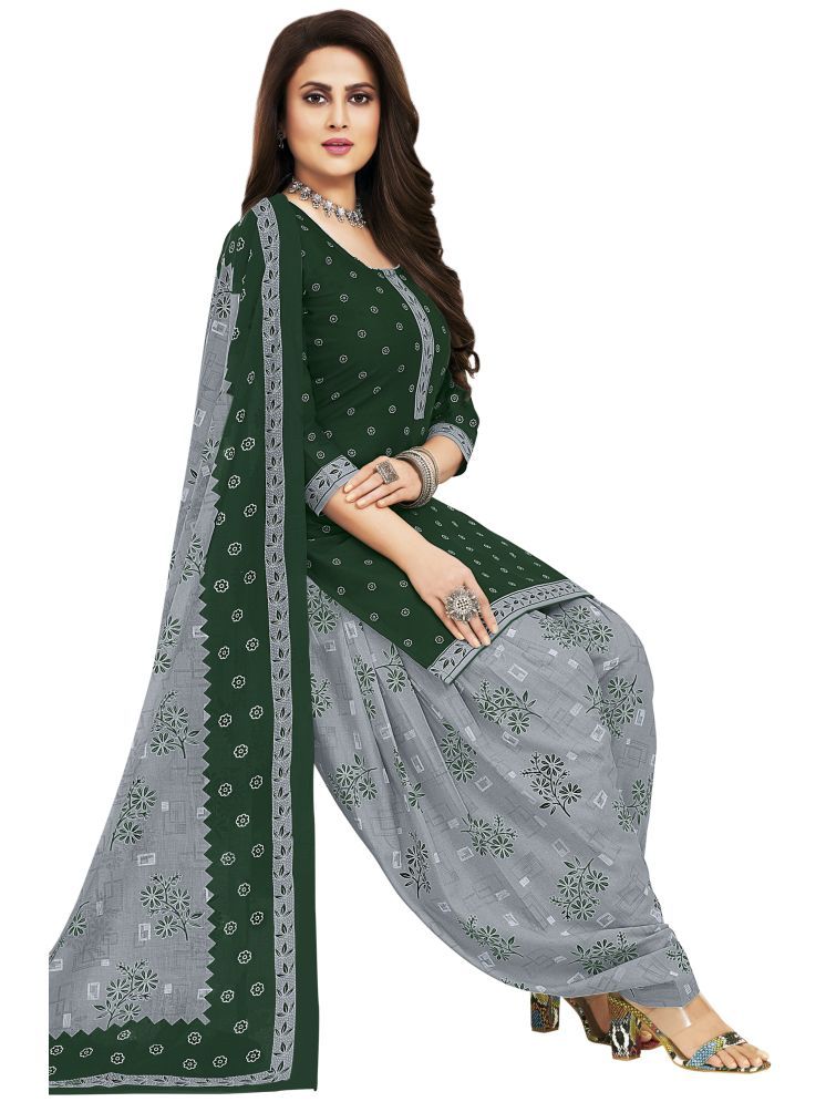     			shree jeenmata collection Cotton Printed Kurti With Patiala Women's Stitched Salwar Suit - Green ( Pack of 1 )