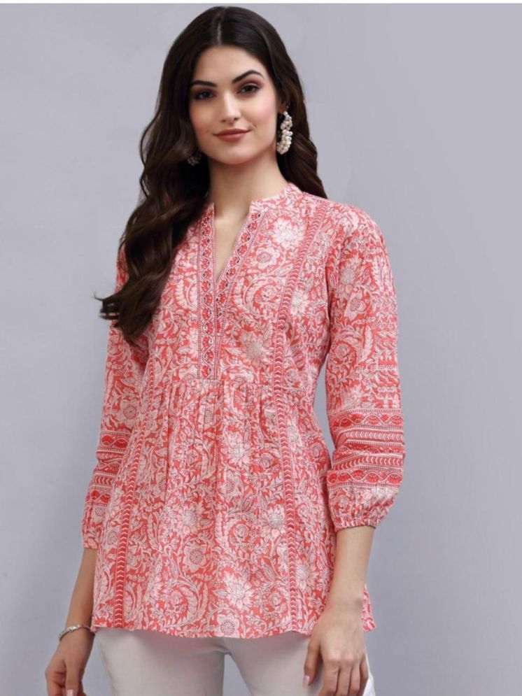     			Heavenly Attire Cotton Self Design Straight Women's Kurti - Peach ( Pack of 1 )