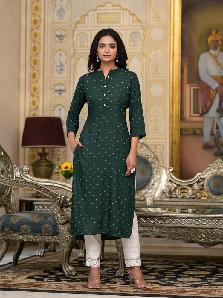     			Juniper Rayon Embellished Straight Women's Kurti - Green ( Pack of 1 )