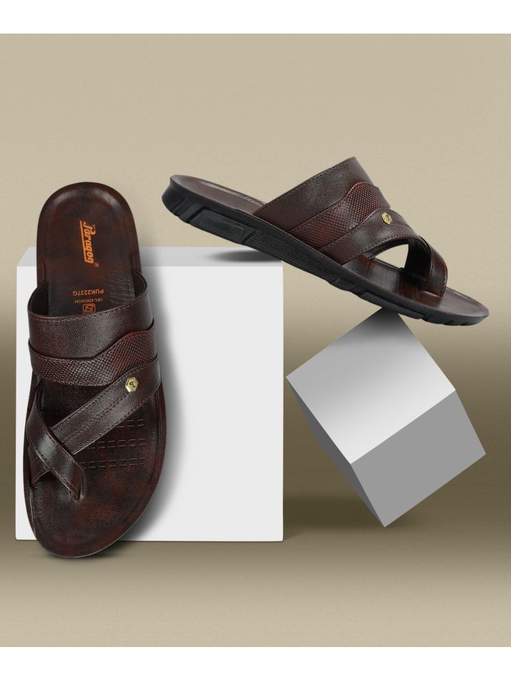     			Paragon Brown Men's Leather Slipper