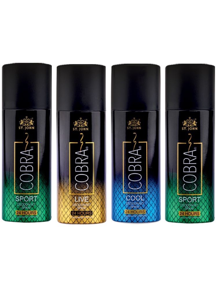     			St. John Sport 50ml*2,Live &Cool 50ml Each, Cobra Deodorant Spray for Men 50 ml ( Pack of 4 )