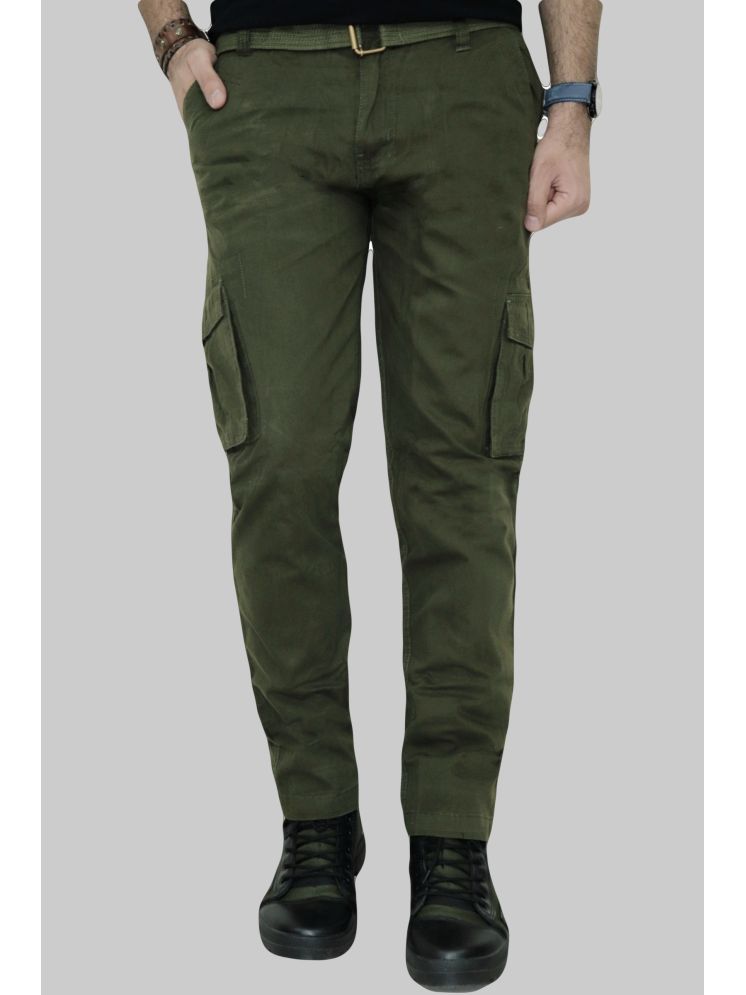     			WARBURG Regular Flat Men's Cargos - Dark Green ( Pack of 1 )