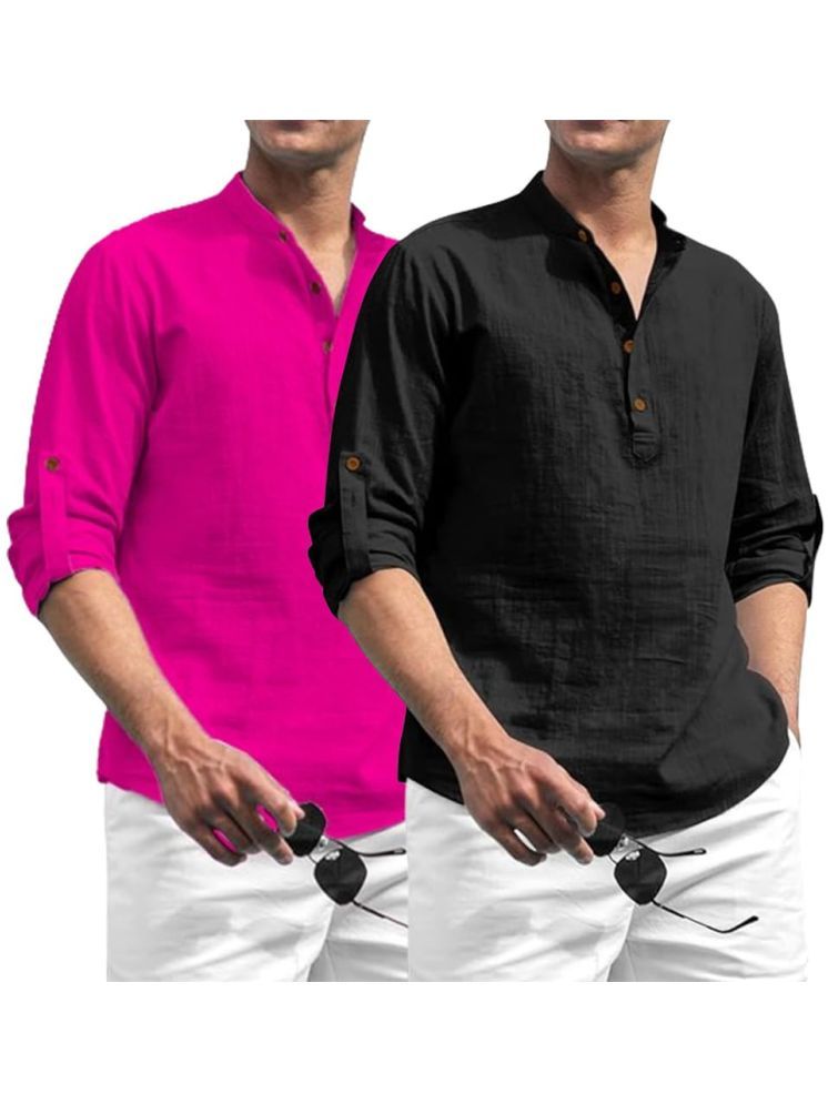     			Yugnik Pink Cotton Men's Regular Kurta ( Pack of 2 )