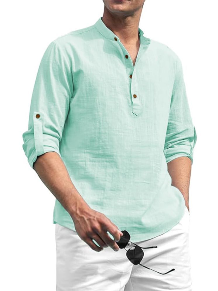     			Yugnik Sea Green Cotton Men's Regular Kurta ( Pack of 1 )