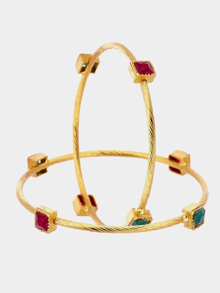     			Zeneme Gold Bangle Set ( Pack of 2 )