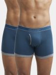 Jockey 1017 Men Super Combed Cotton Rib Solid Boxer Brief-Reflecting Pond & Mid Grey Mel (Pack of 2)