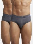 Jockey 1009 Men Super Combed Cotton Rib Solid Brief - Asphalt (Pack of 2)