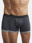 Jockey 1017 Men Super Combed Cotton Rib Solid Boxer Brief - Black Melange & Mid Grey (Pack of 2)