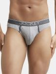 Jockey 8044 Men Super Combed Cotton Rib Solid Brief with Ultrasoft Waistband - Grey Melange