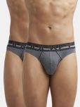 Jockey US17 Men Super Combed Cotton Rib Solid Brief - Charcoal Melange (Pack of 2)