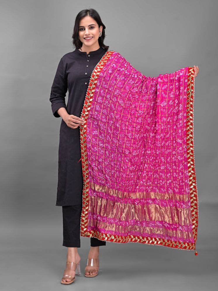     			Anjaneya Creations Pink Silk Blend Women's Dupatta - ( Pack of 1 )