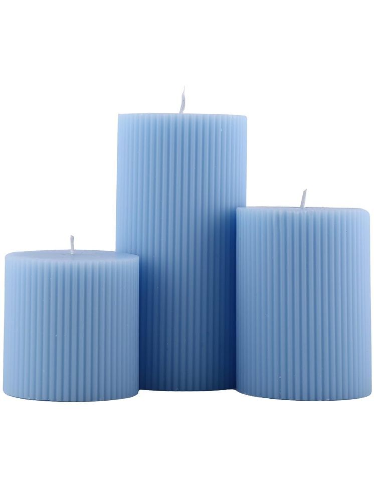     			Floish Blue Ocean Breeze Pillar Candle 15 cm ( Pack of 3 )