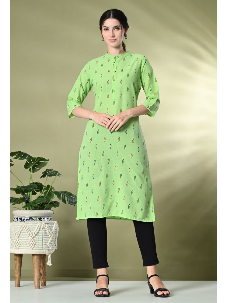     			GlowWorld Cotton Printed Straight Women's Kurti - Green ( Pack of 1 )