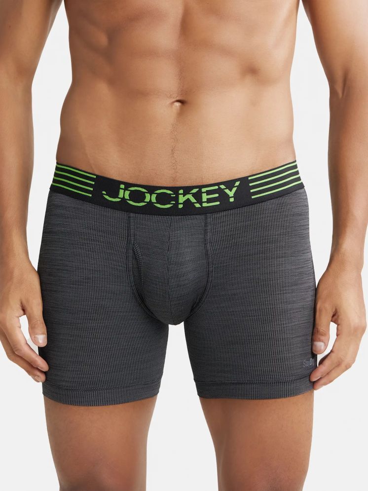     			Jockey MM06 Men Microfiber Mesh Elastane Performance Boxer Brief with StayDry Technology - Black