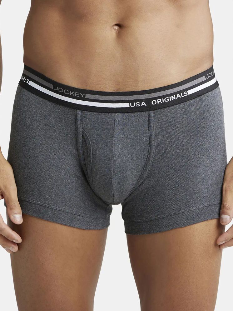     			Jockey UI22 Men Super Combed Cotton Rib Trunk with Ultrasoft Waistband - Charcoal Melange