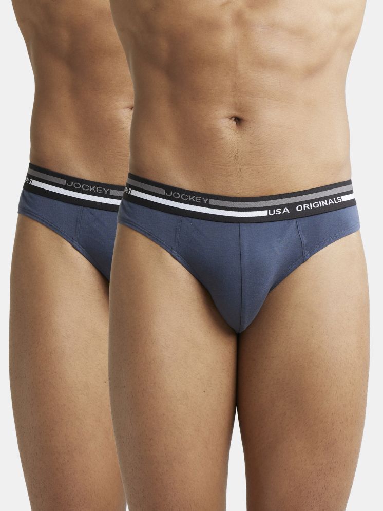     			Jockey US49 Men Super Combed Cotton Solid Brief with Ultrasoft Waistband - Graphite (Pack of 2)