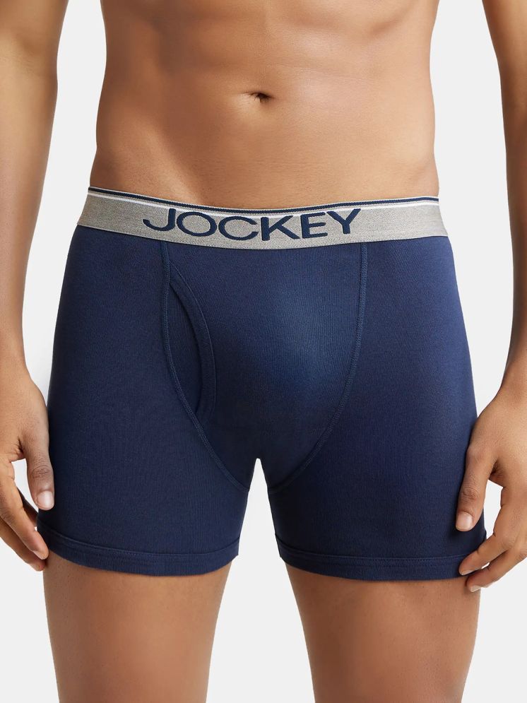     			Jockey 8009 Men Super Combed Cotton Rib Solid Boxer Brief - Deep Navy