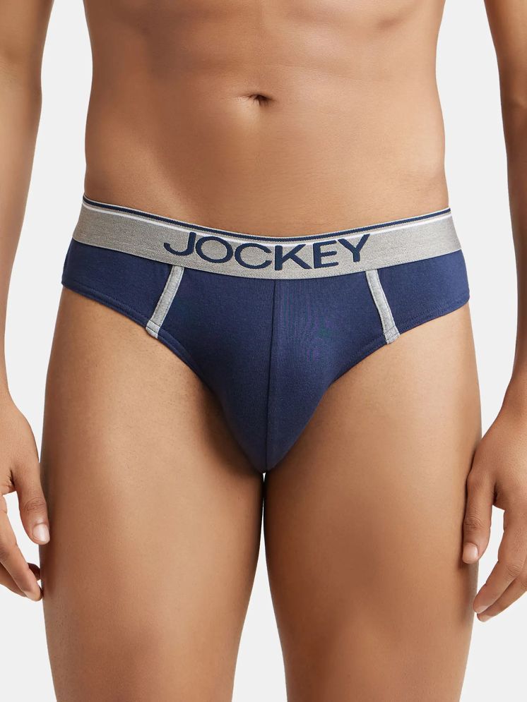     			Jockey 8044 Men Super Combed Cotton Rib Solid Brief with Ultrasoft Waistband - Deep Navy