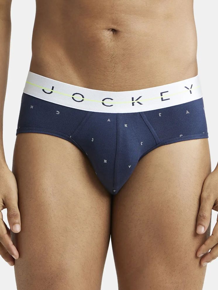     			Jockey NY01 Men Super Combed Cotton Elastane Printed Brief - Navy & White