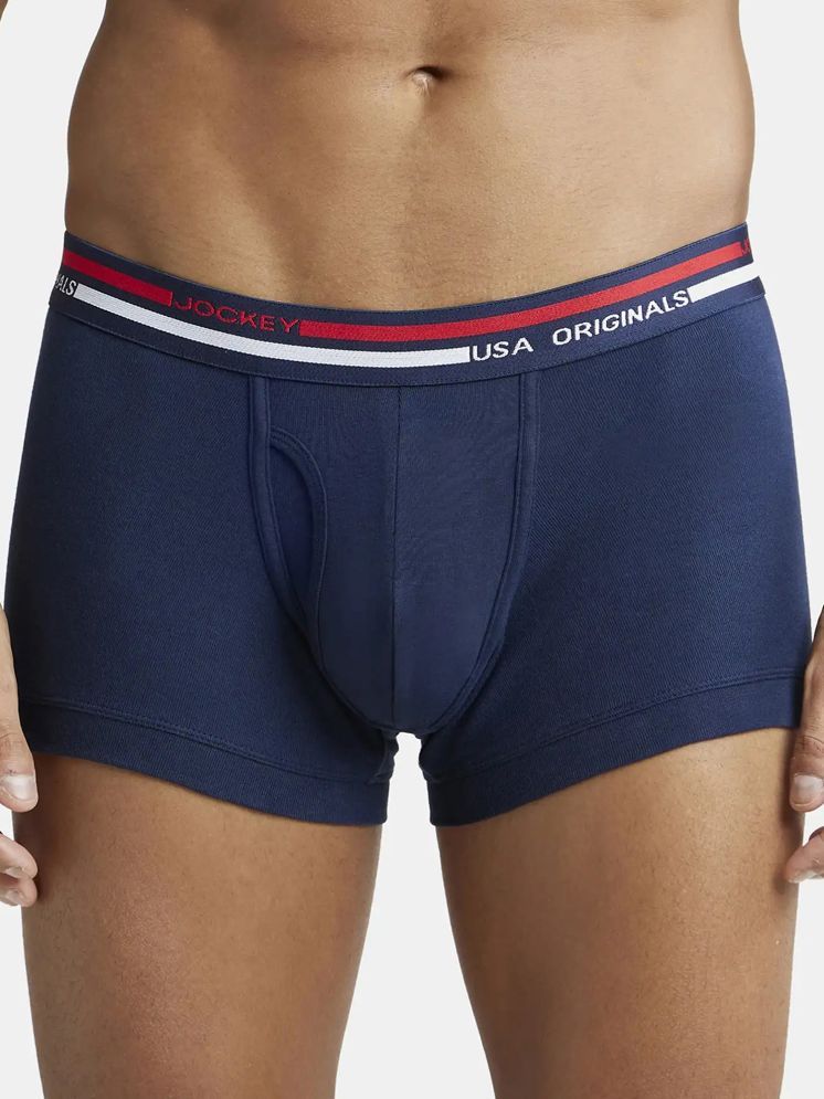     			Jockey UI22 Men Super Combed Cotton Rib Trunk with Ultrasoft Waistband - Navy