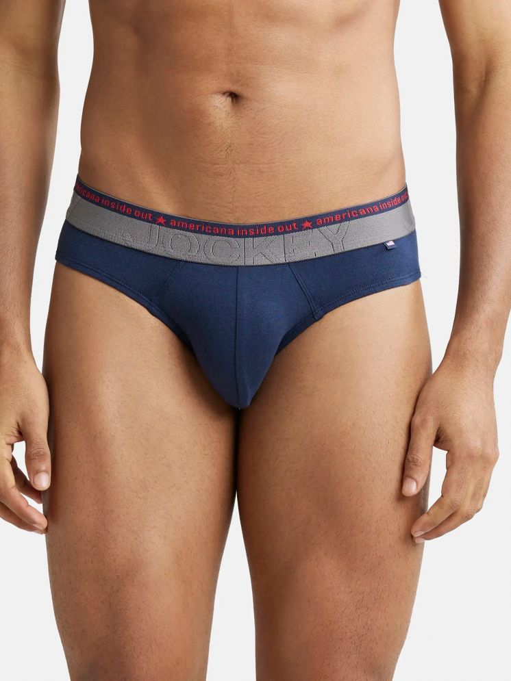     			Jockey US59 Men Super Combed Cotton Elastane Solid Brief - Navy