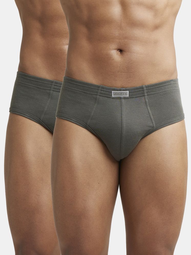     			Jockey 1009 Men Super Combed Cotton Rib Solid Brief - Deep Olive (Pack of 2)