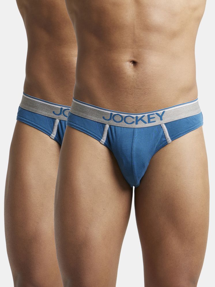     			Jockey 8044 Men Super Combed Cotton Rib Solid Brief with Ultrasoft Waistband-Seaport Teal(Pack of 2)