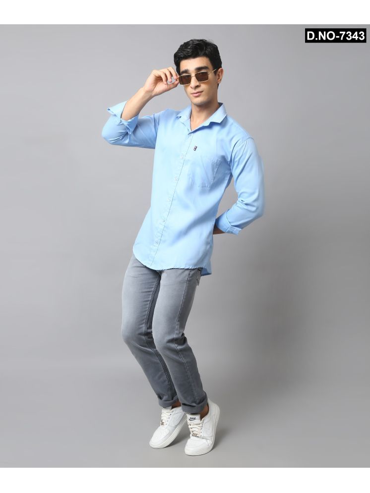     			NEW-18 100% Cotton Regular Fit Solids Full Sleeves Men's Casual Shirt - Light Blue ( Pack of 1 )