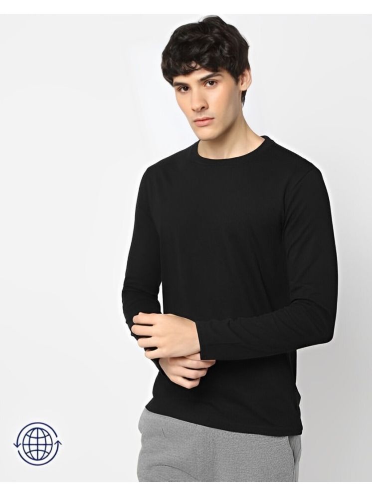     			plusperfaction Cotton Blend Regular Fit Solid Full Sleeves Men's Round T-Shirt - Black ( Pack of 1 )