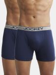 Jockey 8009 Men Super Combed Cotton Rib Solid Boxer Brief - Deep Navy (Pack of 2)