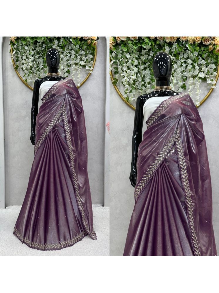     			A.G.M.G FASHION Art Silk Embroidered Saree With Blouse Piece - Lavender ( Pack of 1 )