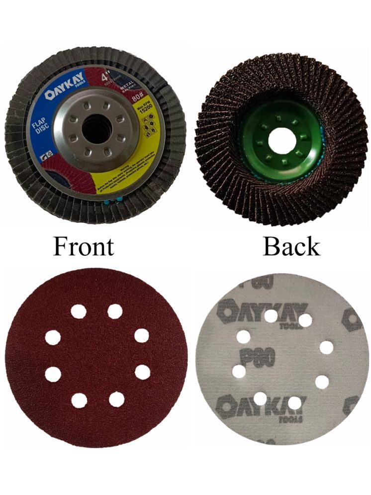     			Flap Disc Metal Backing 4x80 Grit aluminium oxide ,heavy duty applicable to general metal & Velcro Disc 80 grit 125mm (Pack of 5+5 Pcs) Oaykay Tools