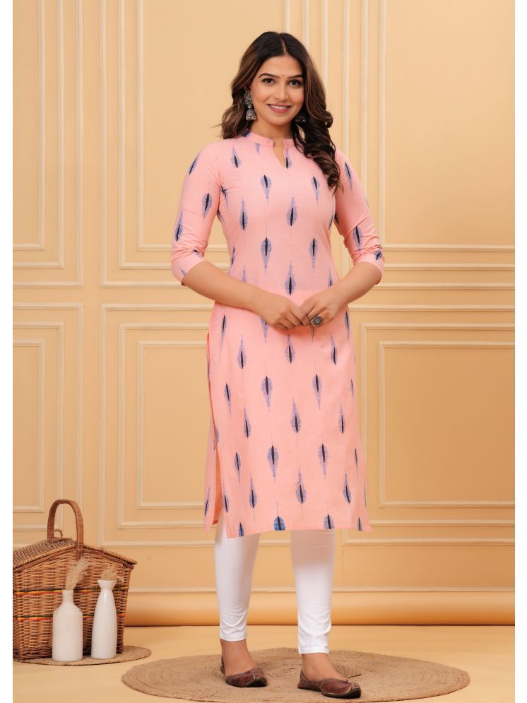     			GlowWorld Cotton Blend Printed Straight Women's Kurti - Pink ( Pack of 1 )