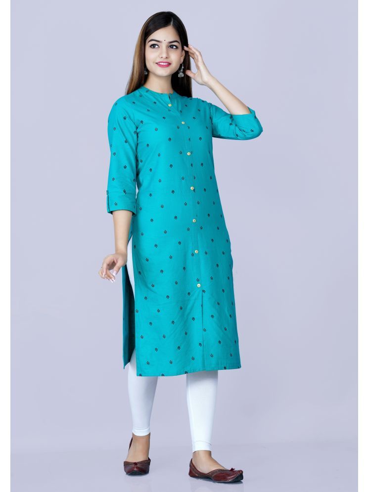     			GlowWorld Cotton Printed Front Slit Women's Kurti - Green ( Pack of 1 )