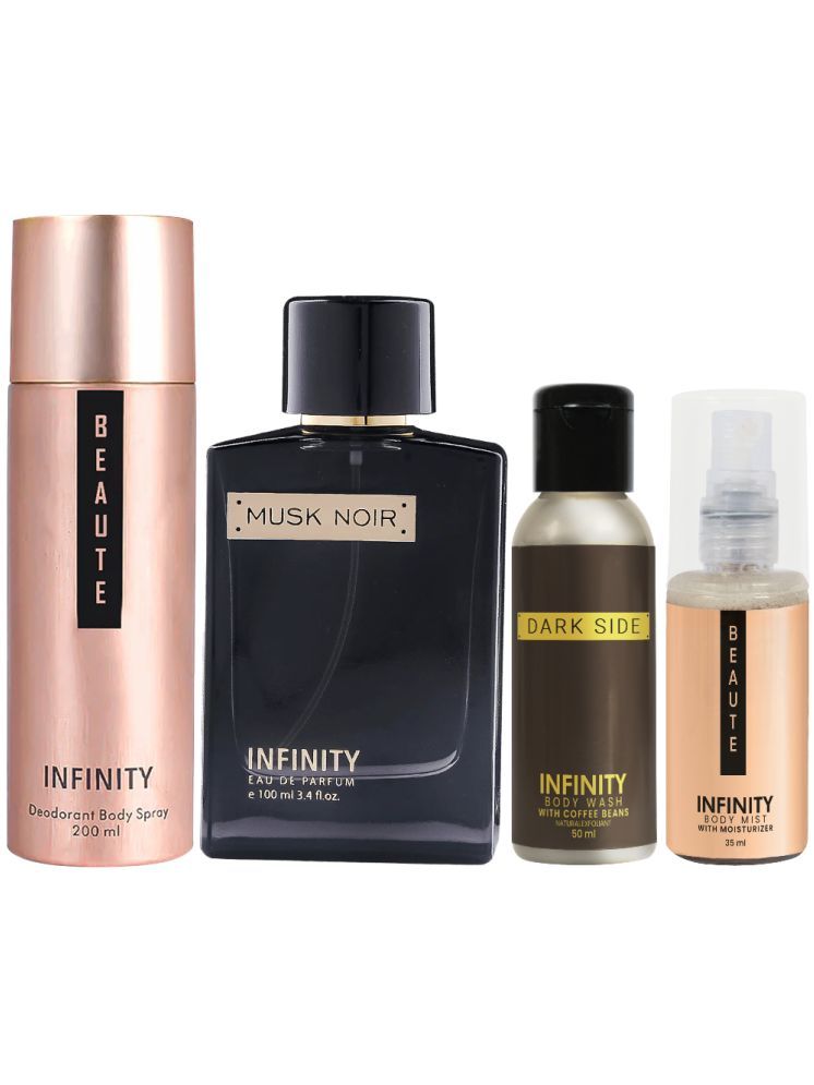     			Infinity Musk Noir Perfume, Beaute Deodorant, Dark Side Body Wash & Beaute Body Mist Long Lasting Pack of 4