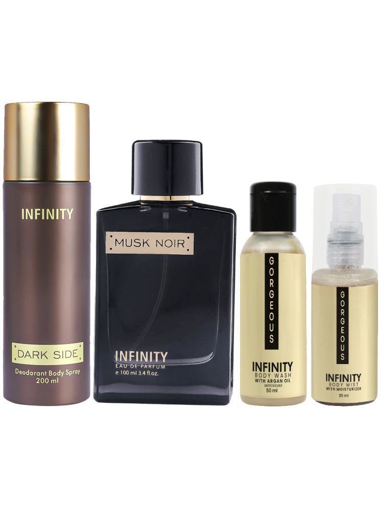     			Infinity Musk Noir Perfume, Dark Side Deodorant, Gorgeous Body Wash & Gorgeous Body Mist Long Lasting Pack of 4