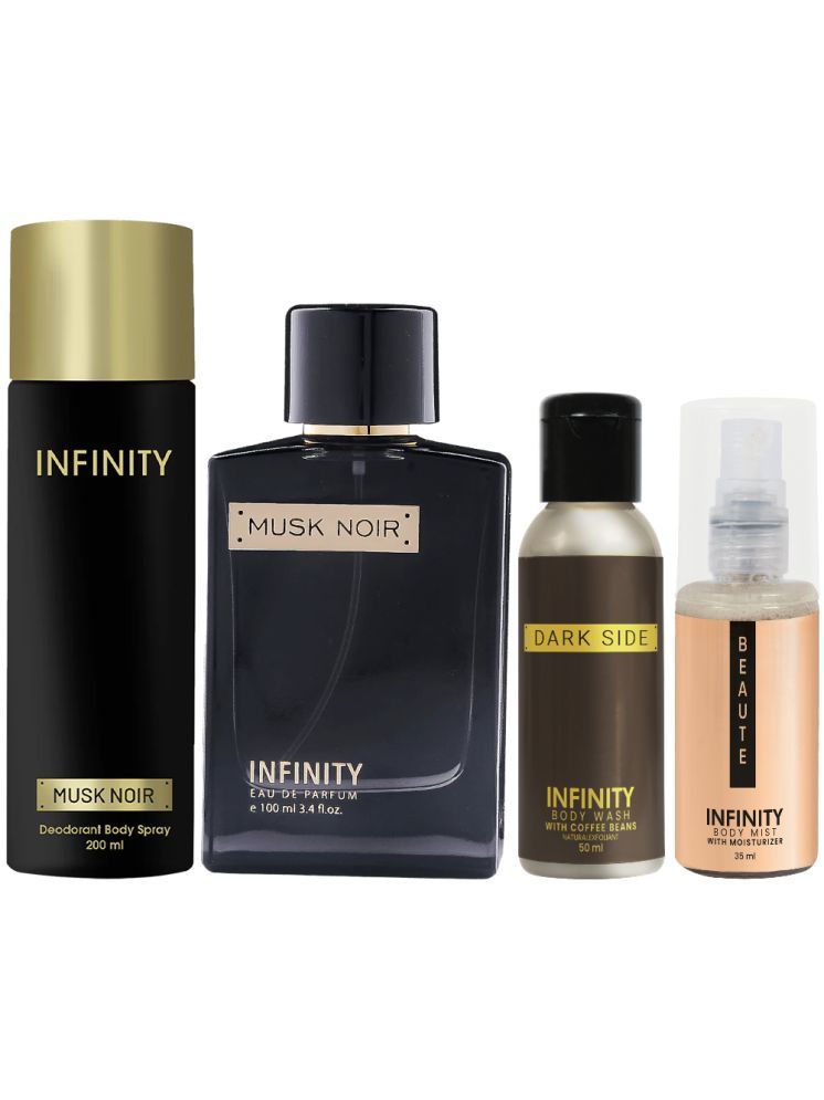     			Infinity Musk Noir Perfume, Musk Noir Deodorant, Dark Side Body Wash & Beaute Body Mist Long Lasting Pack of 4