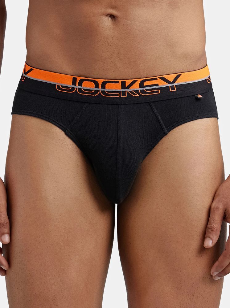     			Jockey FP02 Men Super Combed Cotton Rib Solid Brief with Ultrasoft Waistband - Black