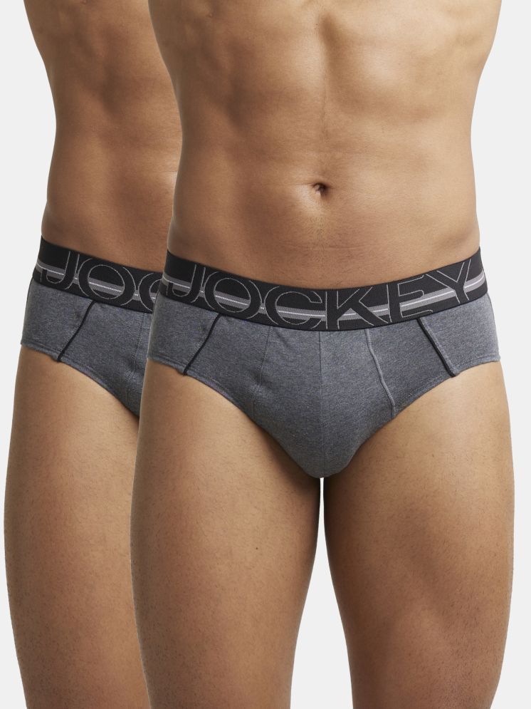     			Jockey US14 Men Super Combed Cotton Solid Brief with Ultrasoft Waistband-Charcoal Melange(Pack of 2)