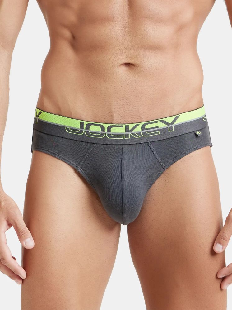     			Jockey FP02 Men Super Combed Cotton Rib Solid Brief with Ultrasoft Waistband - Asphalt