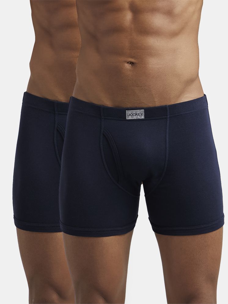     			Jockey 8008 Men Super Combed Cotton Rib Solid Boxer Brief - Deep Navy (Pack of 2)