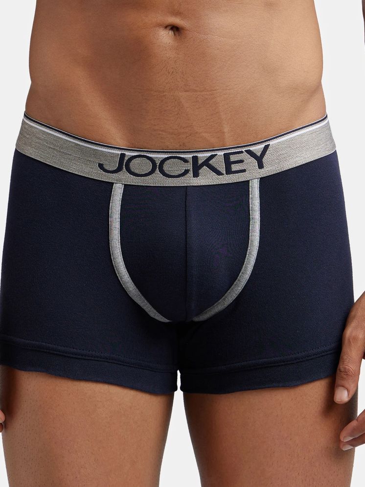     			Jockey 8015 Men Super Combed Cotton Rib Solid Trunk with Ultrasoft Waistband - Deep Navy