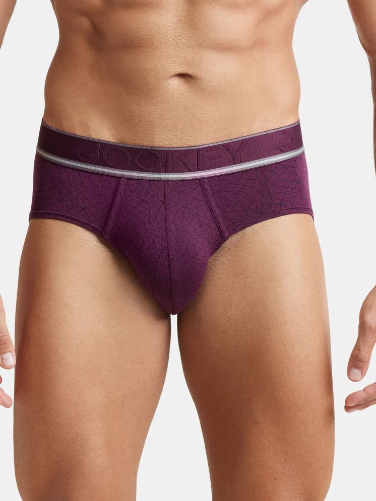     			Jockey HG29 Men Tencel Micro Modal Elastane Stretch Printed Brief - Potent Purple