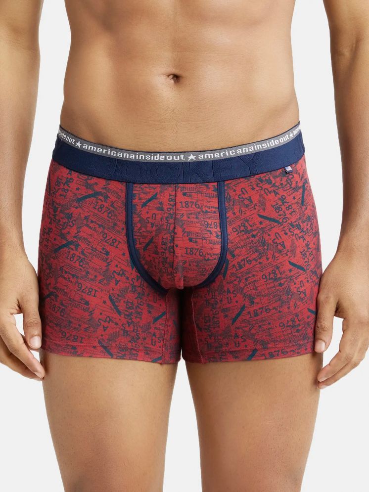     			Jockey US63 Men Super Combed Cotton Elastane Printed Trunk - Brick Red