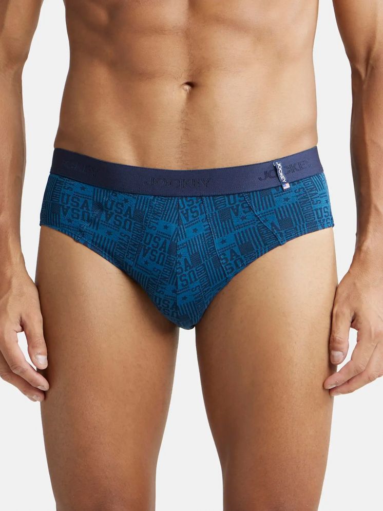     			Jockey US52 Men Super Combed Cotton Printed Brief - Seaport Teal